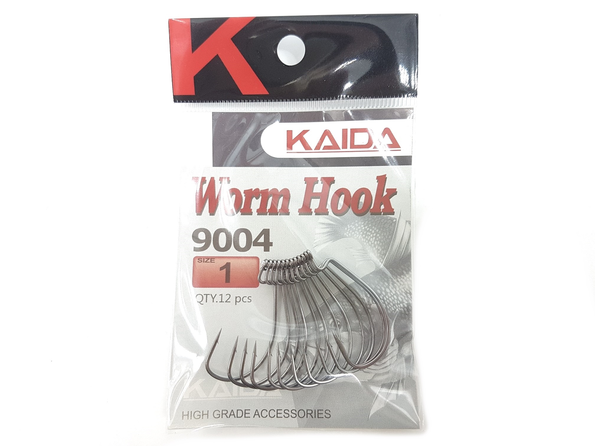 Крючки офсетные Kaida Worm Hook 9004 №1/0, 12 шт в уп